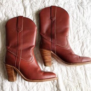 Frye Brown Red Leather Western Cowboy Boots 7893 Size 8.5B